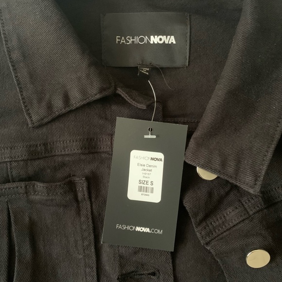 Black Cropped Fashion Nova Jean Jacket - Picture 2 of 3